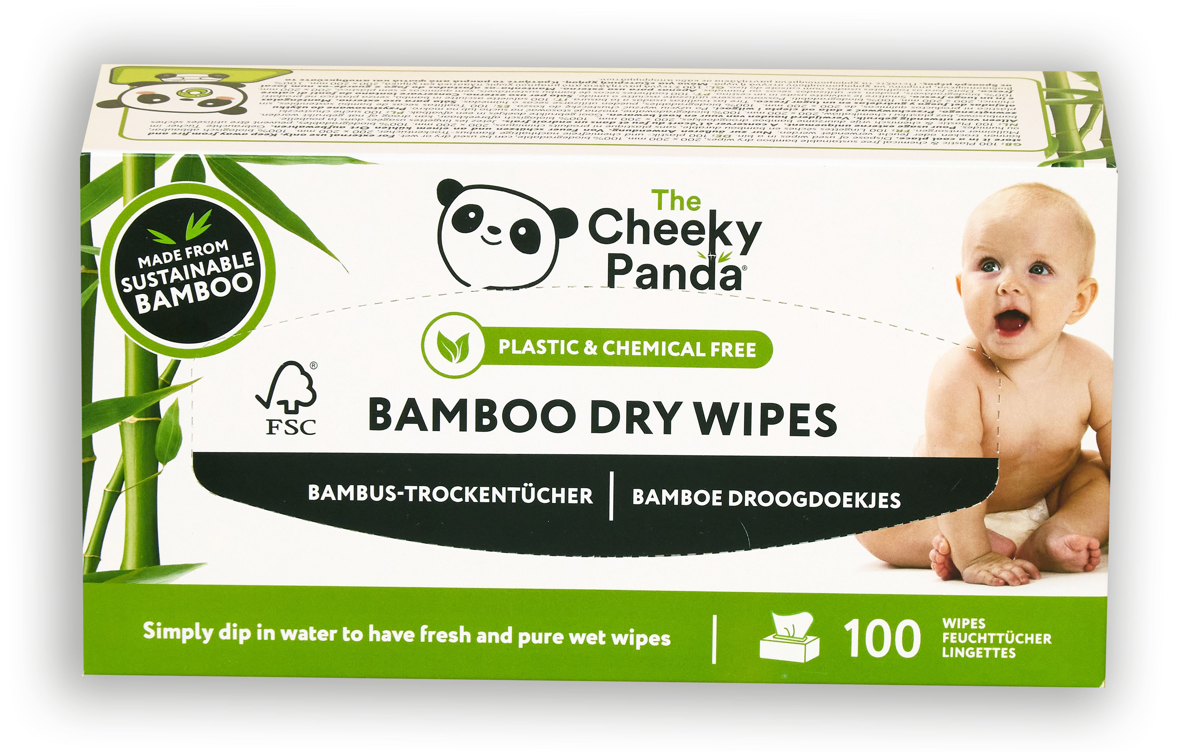 The Cheeky Panda Sustainable Bamboo Dry Wipes
