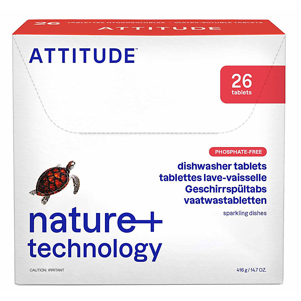 Attitude Dishwasher Tablets Soluble Eco Pouches Big Green Smile