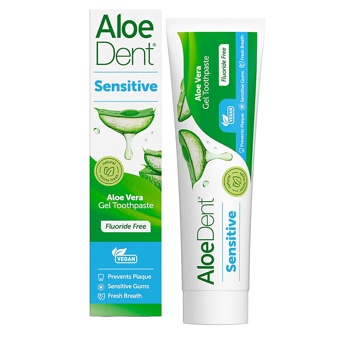 AloeDent Sensitive Fluoride Free Toothpaste Big Green Smile