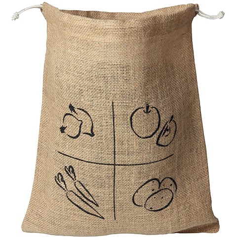 AH! Table! Burlap bag with organic cotton drawstring -  Medium