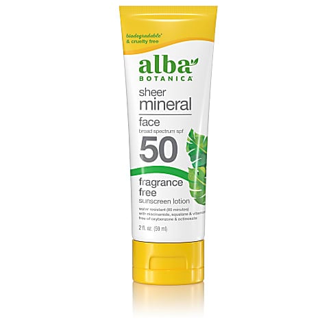 Alba Botanica Sheer Mineral Face Fragrance Free Sunscreen SPF50