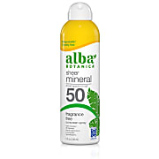 Alba Botanica Sheer Mineral Fragrance Free Sunscreen Spray SPF50