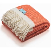 Atlantic Blankets 100% Wool Blanket - Coral Herringbone (130 x 200cm)