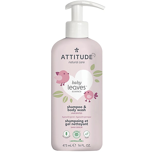 Photos - Baby Hygiene Attitude Baby Leaves 2 in 1 Shampoo & Body Wash - Fragrance Free ATTBABY2I 