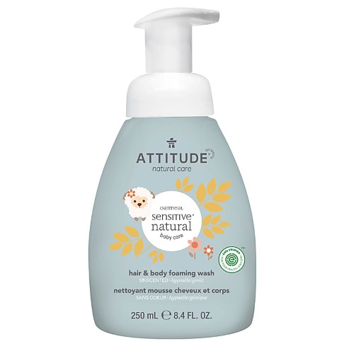 Attitude Oatmeal Sensitive Natural Baby Care - Hair and Body Foaming Wash