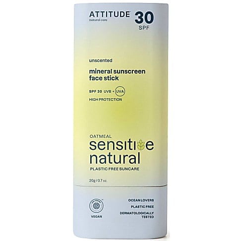 Attitude Sunly Sunscreen Face Stick SPF30 for Sensitive Skin - Fragrance Free