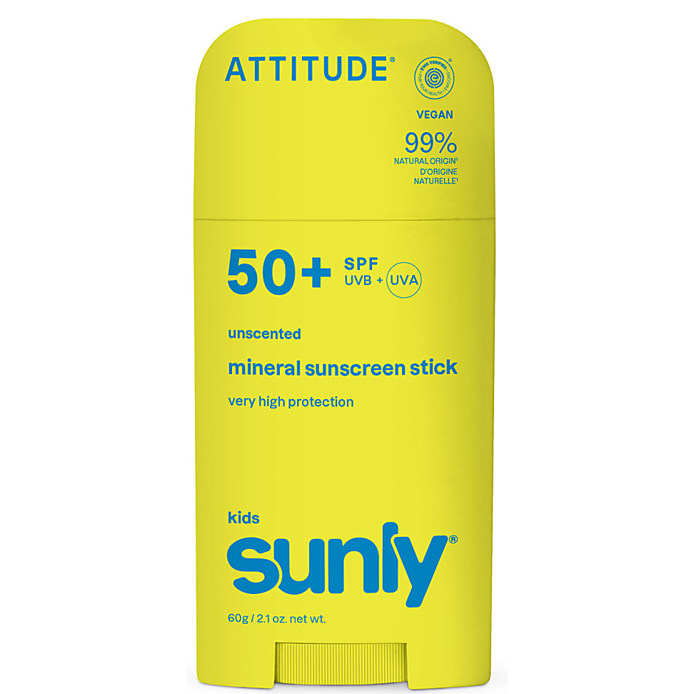 Attitude Sunly Mineral Sunscreen Stick Face & Body - Kids - SPF50 -...