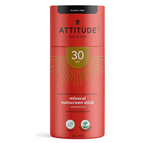 Attitude Mineral Sun Screen Stick - SPF 30 - Fragrance Free