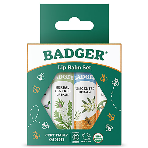 Badger Balm Classic Lipcare Kit - Green (x4 lip balms)