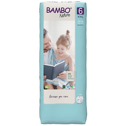 Bambo Nature Disposable Nappies - XXL Plus - Size 6 - Jumbo Pack of 40