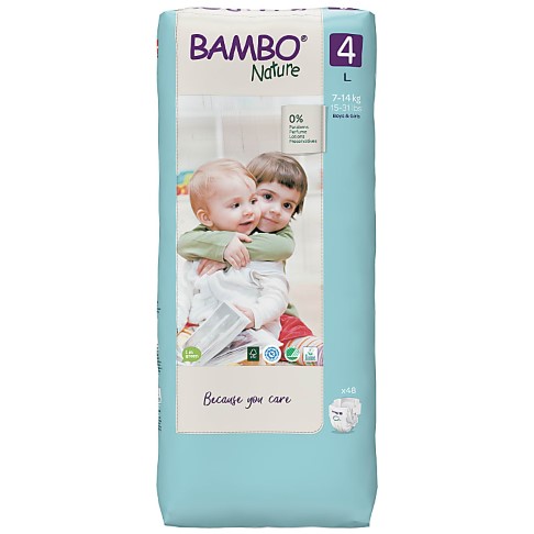 Bambo Nature Disposable Nappies - Maxi - Size 4 - Jumbo Pack of 48