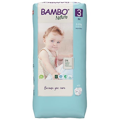 Bambo Nature Disposable Nappies - Midi - Size 3 - Jumbo Pack of 52