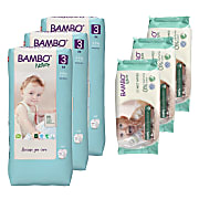 Bambo Nature Nappies - Size 3 (156 nappies) + Wipes (150 wipes)