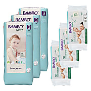 Bambo Nature Nappies - Size 3 (156 nappies) + Wipes (150 wipes)