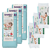 Bambo Nature Nappies - Size 4 (144 nappies) + Wipes (150 wipes)