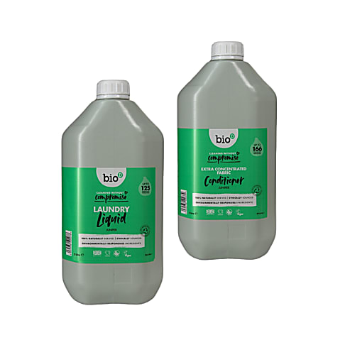 Bio-D Juniper Fabric Softener & Juniper Laundry Liquid 5L Refill Bundle