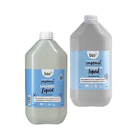 Bio-D Fragrance Free Laundry Liquid & Washing Up Liquid 5L Refill Bundle