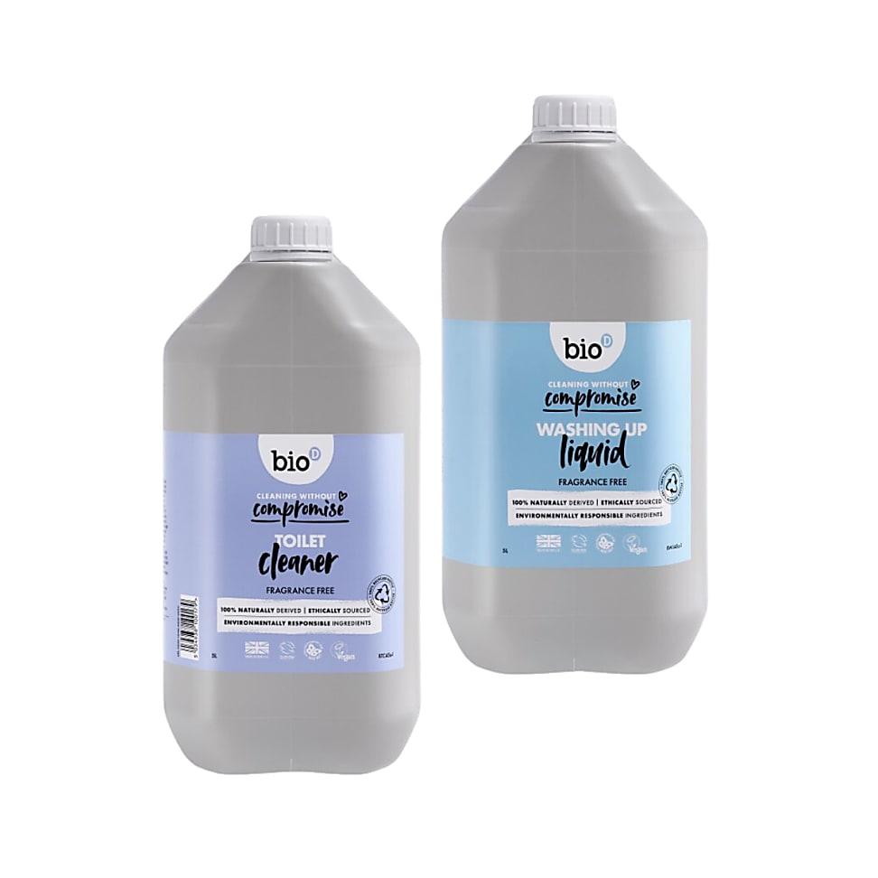Bio-D Toilet Cleaner & Fragrance Free Washing Up Liquid 5L Refill B...