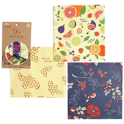 Bee's Wrap 3-pack Medium multi-print - Honeycomb, Botanical & Fresh Fruit