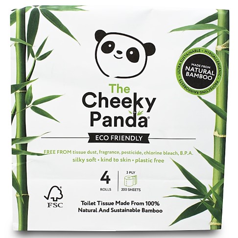 The Cheeky Panda Toilet Roll: Plastic Free Bamboo Toilet Paper 4 Rolls
