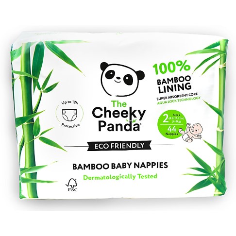 Cheeky Panda Eco-Friendly Bamboo Baby Nappies Size 2 (6.6 lbs -17.6 lbs/ 3-8 kg)