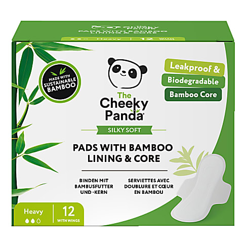 The Cheeky Panda Heavy Period Pads with Bamboo Lining & Core (12 pack)