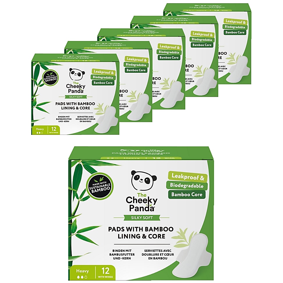 The Cheeky Panda Heavy Period Pads with Bamboo Lining & Core (6 x 1...