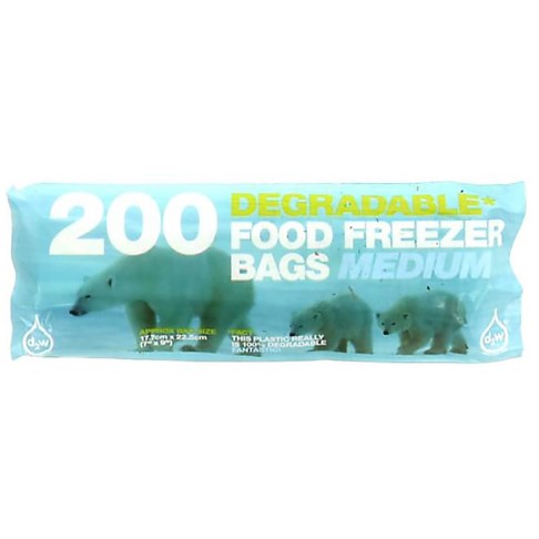D2W Degradable Food / Freezer Bags - 200 Medium
