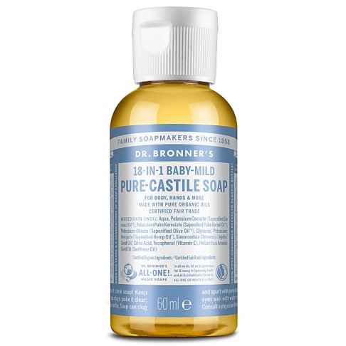 Dr. Bronner's Baby Unscented Castile Liquid Soap - 60ml