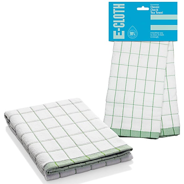 E-Cloth Classic Check Tea Towel (Green)