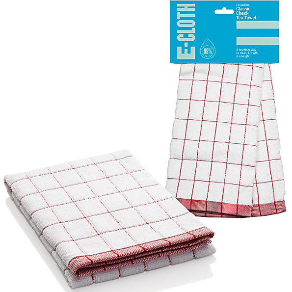 E-Cloth Classic Check Tea Towel (Red)