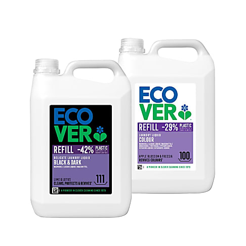 Ecover Laundry Liquid Colour & Black and Dark Laundry Liquid 5L Mixed Bundle