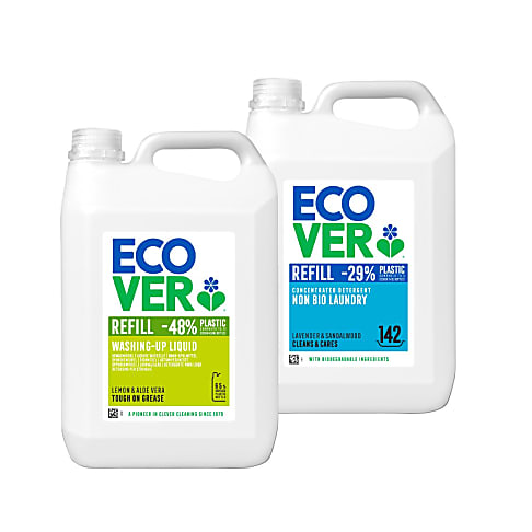 Ecover Washing Up Liquid & Concentrated Non-Bio Laundry Liquid 5L Mixed Bundle