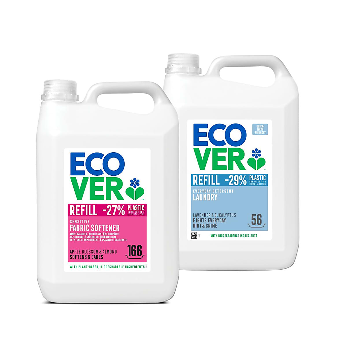 Ecover Fabric Softener x Ecover NonBio Laundry Liquid 5L Refill Bundle Big Green Smile