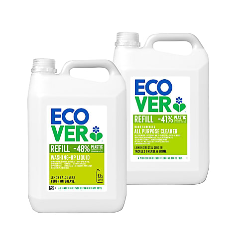 Ecover Lemon & Aloe Vera Washing Up Liquid & All Purpose Cleaner 5L Mixed Bundle
