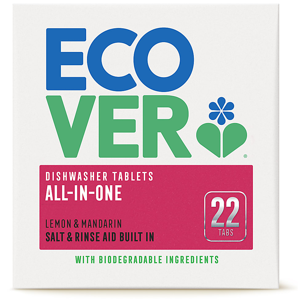 Ecover All In One Dishwasher Tablets (Box of 22) Big Green Smile