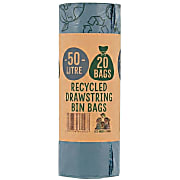 Eco Green Living Recycled Drawstring Bin Liners - 50L