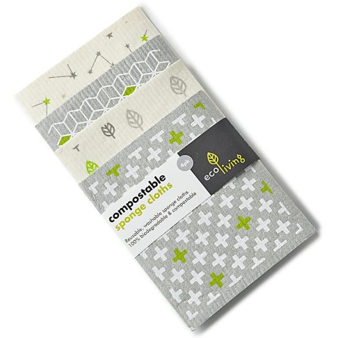Eco Living Compostable Sponge Cleaning Cloths 4 pack