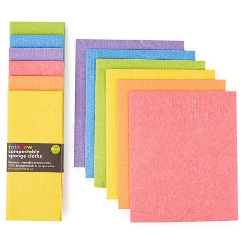Eco Living Compostable Sponge Cleaning Cloths - Rainbow 6 pack