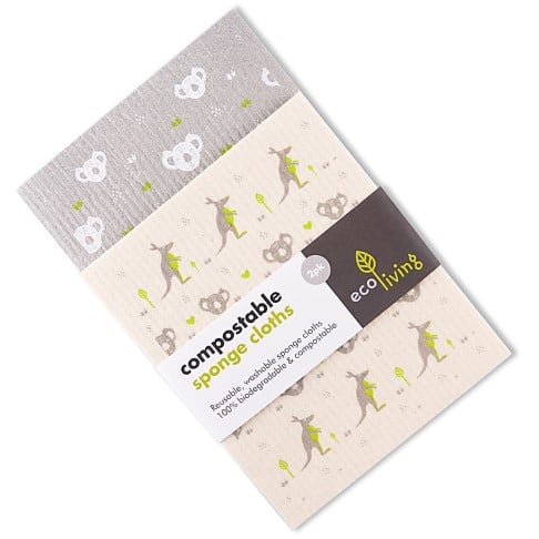 Eco Living Compostable Sponge Cleaning Cloths - Wildlife Rescue 2 pack