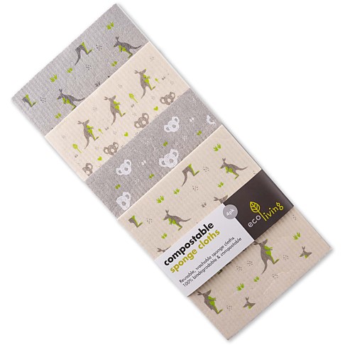 Eco Living Compostable Sponge Cleaning Cloths - Wildlife Rescue 4 pack