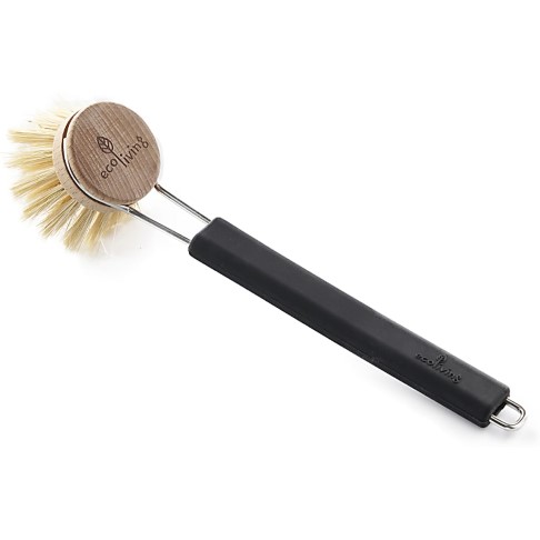 Eco Living Dish Brush with Replaceable Head - Natural Plant Bristles  - Black