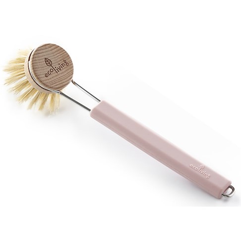 Eco Living Dish Brush with Replaceable Head - Natural Plant Bristles - Pink
