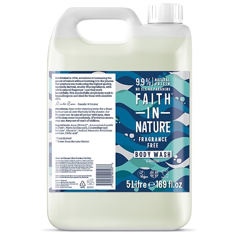Faith in Nature Fragrance Free Body Wash - 5L
