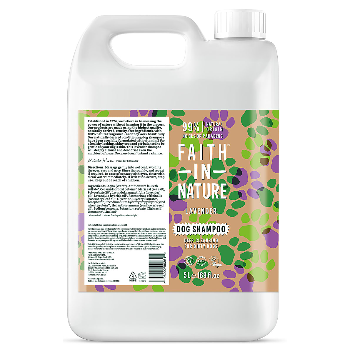 Faith in Nature Lavender Dog Shampoo 5L Bulk Buy Dog Shampoo Big Green Smile
