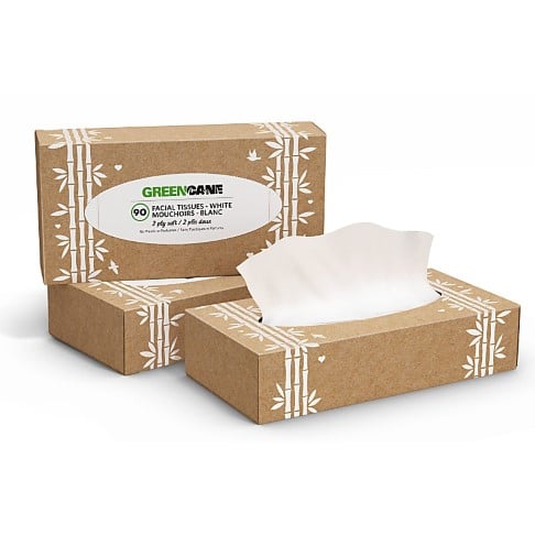 Greencane Paper 2 Ply Facial Tissues - 90 sheets.