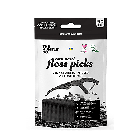 Humble Dental Floss Picks Charcoal (50 pack)