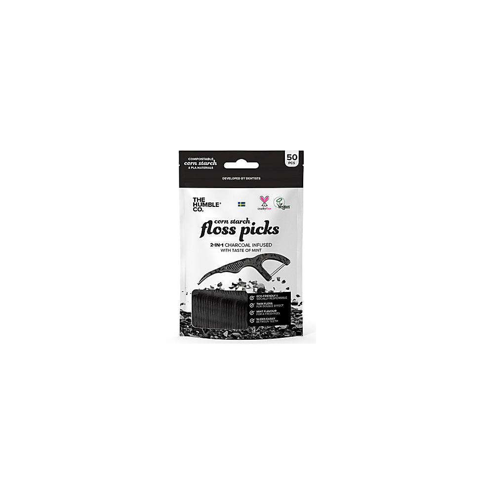 Humble Dental Floss Picks Charcoal (50 pack)