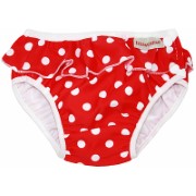 ImseVimse Swim Pants - Red Dots with a frill