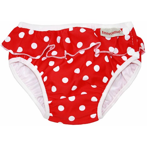 ImseVimse Swim Pants - Red Dots with a frill